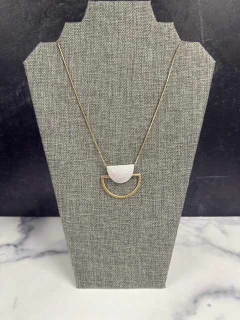 LUNAR PHASES COPPER AND SILVER TONE NECKLACE