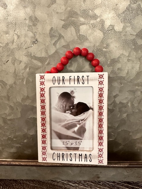 OUR FIRST CHRISTMAS WOOD FRAME ORNAMENT