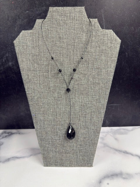 GOTHIC STYLE BLACK WATER DROP Y-SHAPED NECKLACE