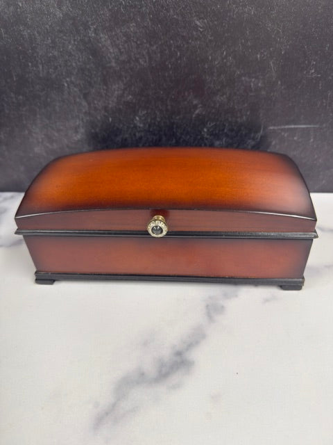 VINTAGE BOMBAY COMPANY CHERRY WOOD JEWELRY BOX