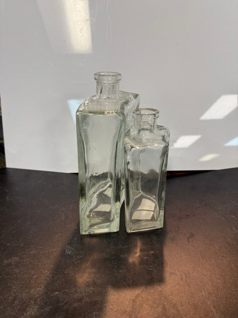 BLOWN GLASS BRICK CURVED BOTTLE - ASSORTED