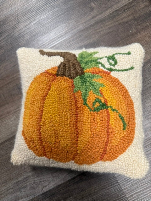PEKING HANDICRAFT PUMPKIN HOOKED PILLOW - 10" x 10"