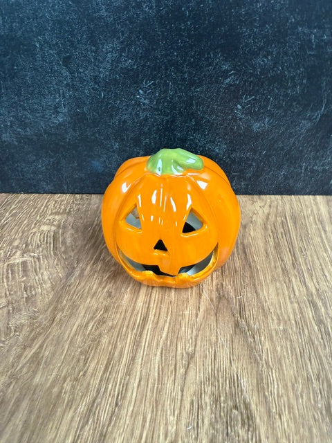 JACK-O-LANTERN TEA LIGHT HOLDER WITH LED TEA LIGHT