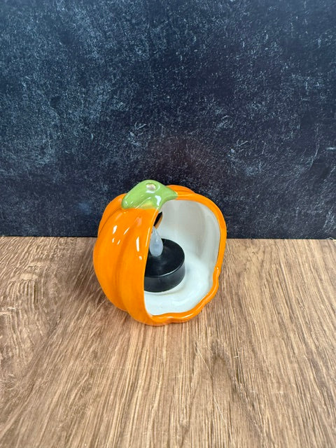 JACK-O-LANTERN TEA LIGHT HOLDER WITH LED TEA LIGHT