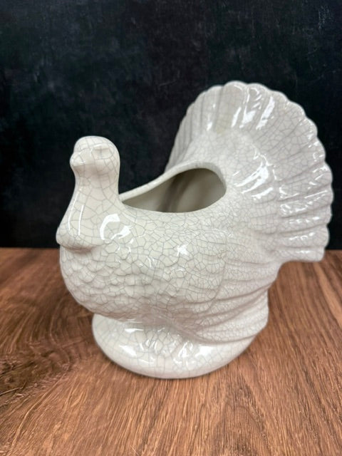 FRENCH COUNTRY STYLE CRACKLE GLAZE TURKEY PLANTER