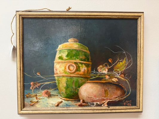 GARY CART ORIGINAL OIL - "VASE & DRIED FLOWERS" 11x14