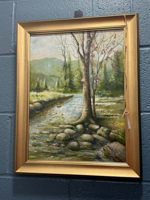 ORIGINAL ARTWORK BY GARY CART - "MOUNTAIN STREAM" OIL 12"x16"
