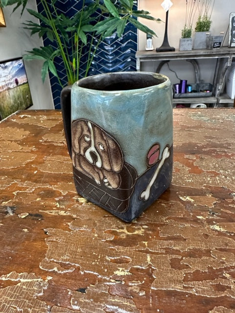 MARA STONEWARE PLAYFUL PUPS SQUARE MUG