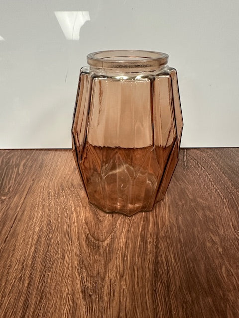 VINTAGE PEACHY PINK BLUSH DPS GEOMETRIC GLASS VASE