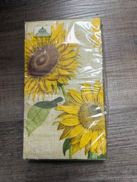CASPARI UNDER THE SUN SUNFLOWER GUEST TOWEL PAPER NAPKINS 8.5" x 4.5"