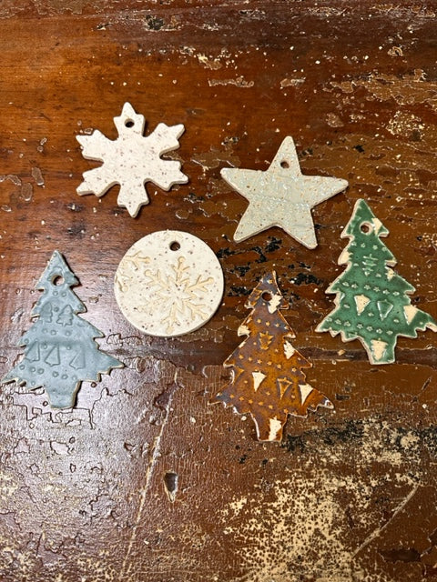 STUDIO WEST POTTERY HANDCRAFTED CERAMIC CHRISTMAS ORNAMENTS