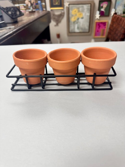 MINI TERRACOTTA POTS IN STAND