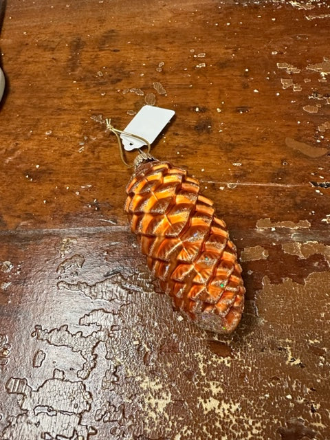 COPPER PINECONE GLASS ORNAMENT