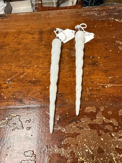 WHITE SHATTER-PROOF ICICLE ORNAMENTS