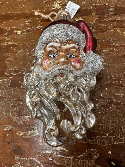 GLASS SANTA HEAD ORNAMENT