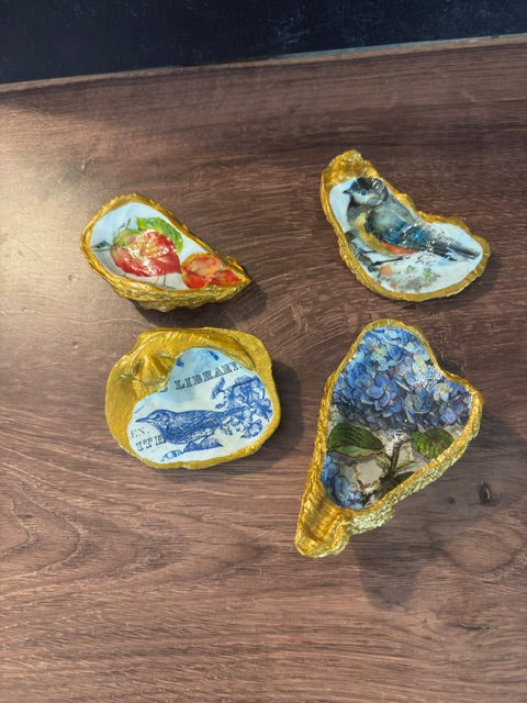 SUSAN GULLEY'S LOCALLY MADE DECOUPAGE OYSTER SHELLS