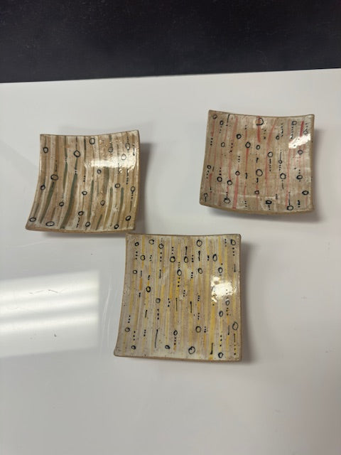 POTTERY BY SARAH FORNO - SQUARE TIDBIT DISHES - ASSORTED