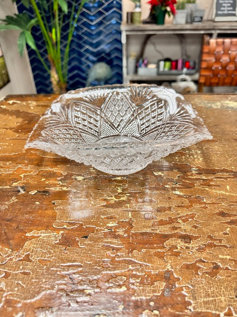 VINTAGE CUT GLASS CANDY BOWL