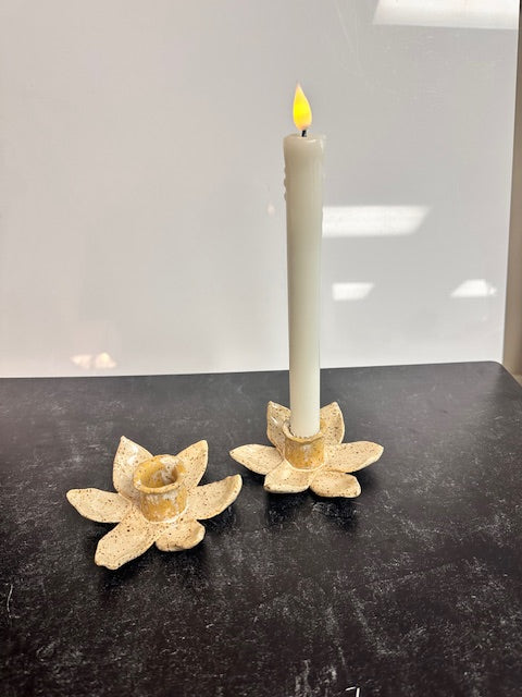 POTTERY BY SARAH FORNO - DAFFODIL CANDLE HOLDERS