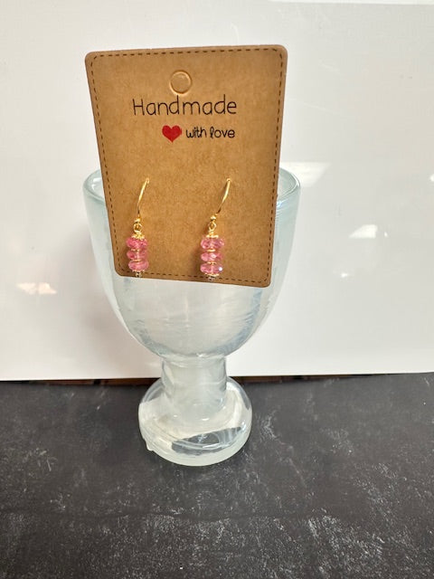 JANNIES JEWELS - EARRINGS 37 PINK TOPAZ - GOLD PLATED