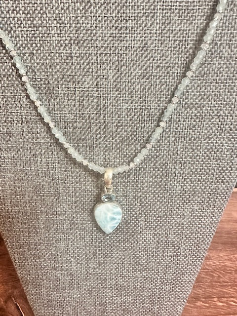 JANNIES JEWELS - NECKLACE 85 BLUE TOPAZ & LARIMAR