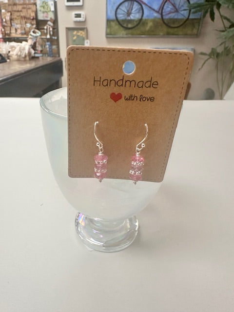 JANNIES JEWELS - EARRINGS 82 PINK TOPAZ (SILVER PLATED)