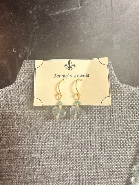 JANNIES JEWELS - NECKLACE 83 AQUA QUARTZ W/ GOLD DOGWOOD CHARM