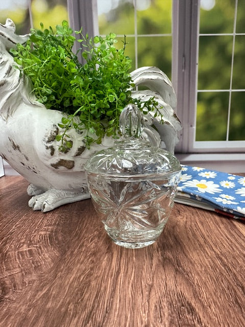 VINTAGE PRESSED GLASS SUGAR BOWL