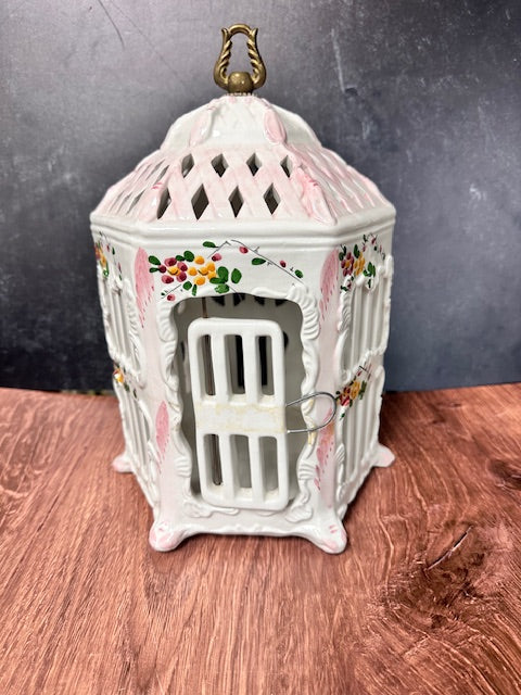 VINTAGE 1970 VENEZIA ITALIAN PORCELAIN BIRD CAGE