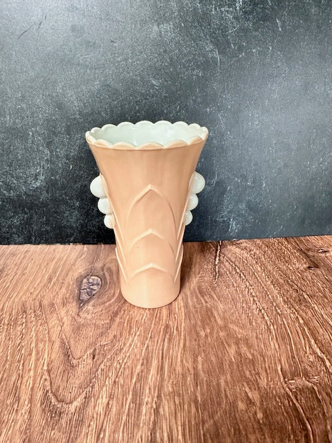 5" PINK & WHITE FIRE KING ART DECO BUD VASE