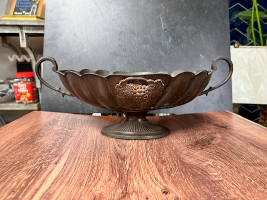 SOLID BRASS CENTERPIECE BOWL W/GRAPE MOTIF