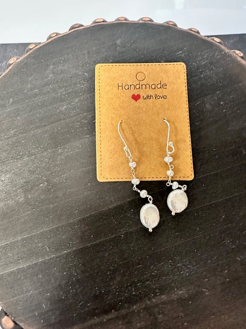 JANNIES JEWELS - EARRINGS 116 SILVER DROP PEARL