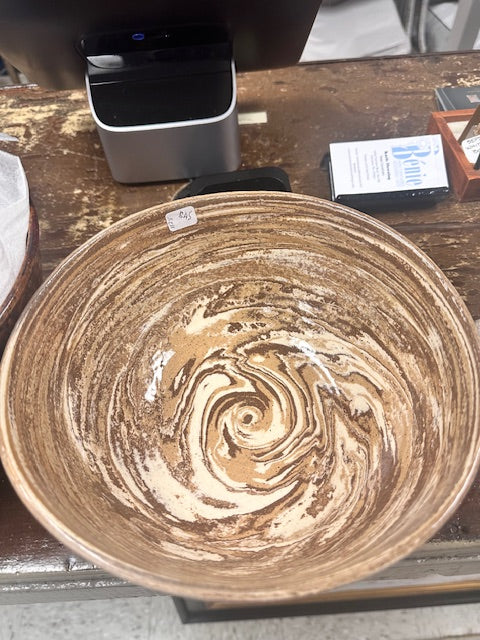 SARAH FORNO POTTERY - 1128 BROWN AND CREAM SWIRL BOWL