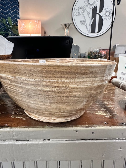 SARAH FORNO POTTERY - 1128 BROWN AND CREAM SWIRL BOWL