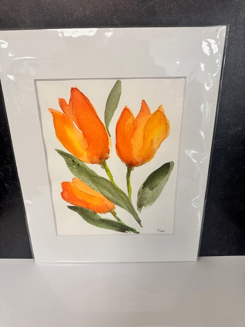 ORIGINAL WATERCOLORS BY THEO BEE - MATTED 11x14