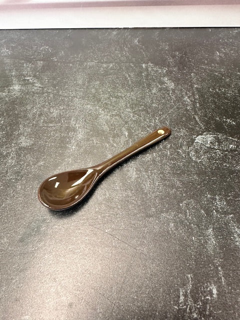 BROWN CERAMIC CONDIMENT SPOON