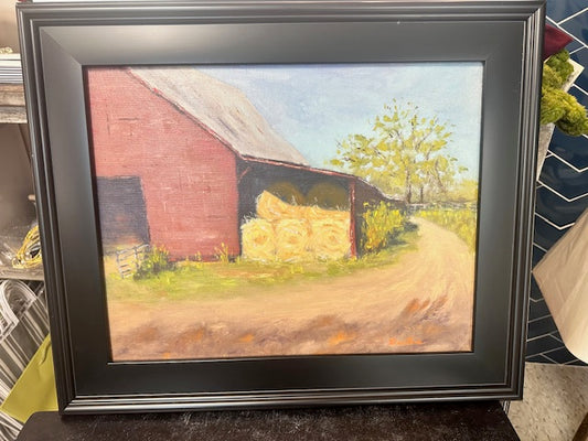 DUSTINE ROBERTS ART - RED HAY BARN 14" x 18"