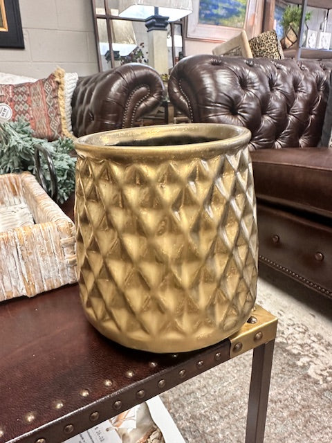 GOLD GLASS GEOMETRIC PLANTER