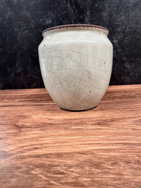 GRAY CRACKLED PLANTER