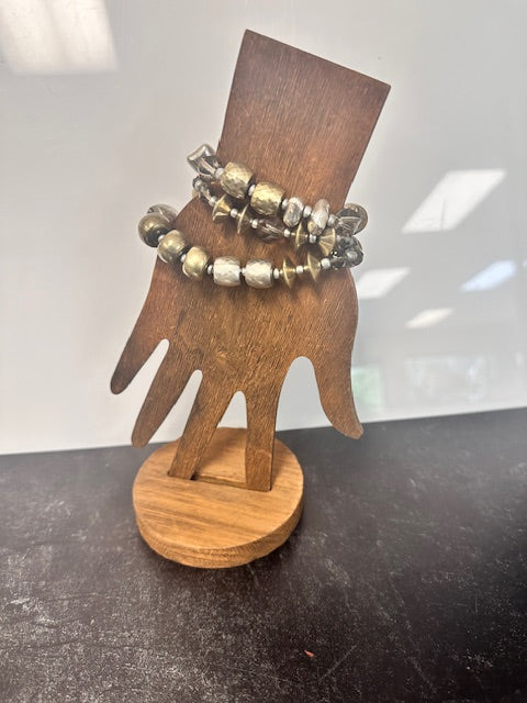 VINTAGE PREMIER DESIGNS SILVER AND BRASS BEADED BRACELET