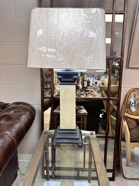 COLUMN LAMP WITH LINEN SHADE