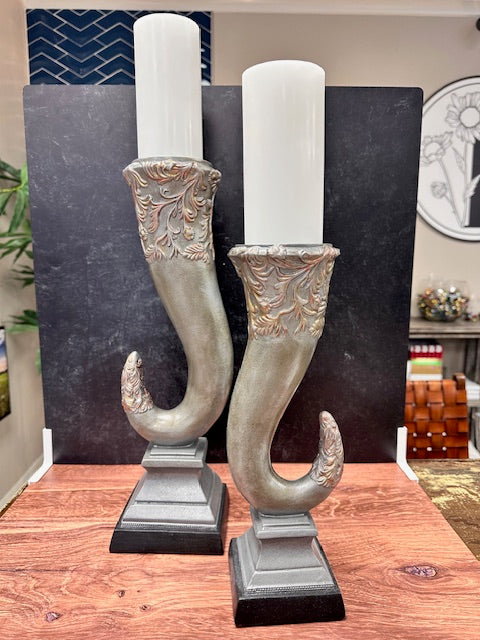 CORNUCOPIA CANDLESTICKS - PAIR