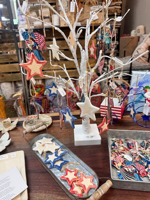 SARAH FORNO POTTERY - FOURTH OF JULY STAR ORNAMENTS - ASSORTED
