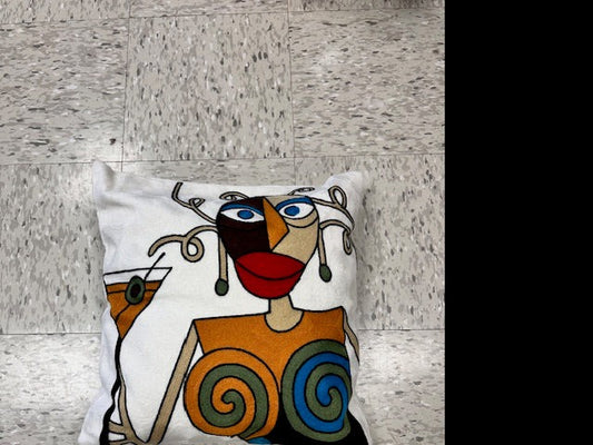 PICASSO ART INSPIRED LUXURY EMBROIDERED ACCENT PILLOWS - 17" x 17"