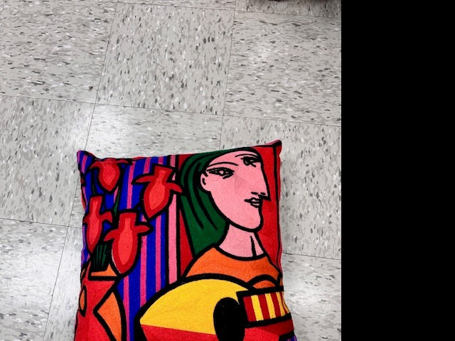 PICASSO ART INSPIRED LUXURY EMBROIDERED ACCENT PILLOWS - 17" x 17"
