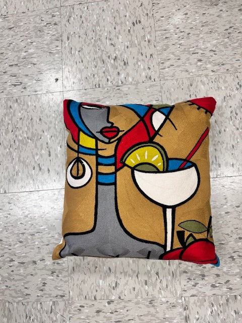PICASSO ART INSPIRED LUXURY EMBROIDERED ACCENT PILLOWS - 17" x 17"