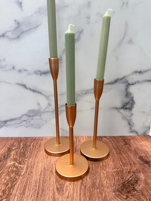 COPPER FINISH TAPER CANDLESTICKS - SET OF 3