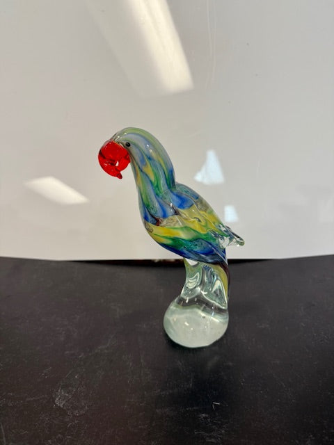 VINTAGE RAINBOW GLASS PARROT FIGURINE