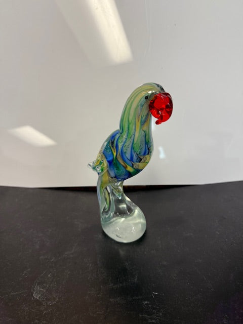 VINTAGE RAINBOW GLASS PARROT FIGURINE