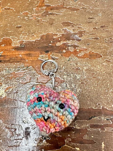 HAND-KNIT HEART KEYCHAINS